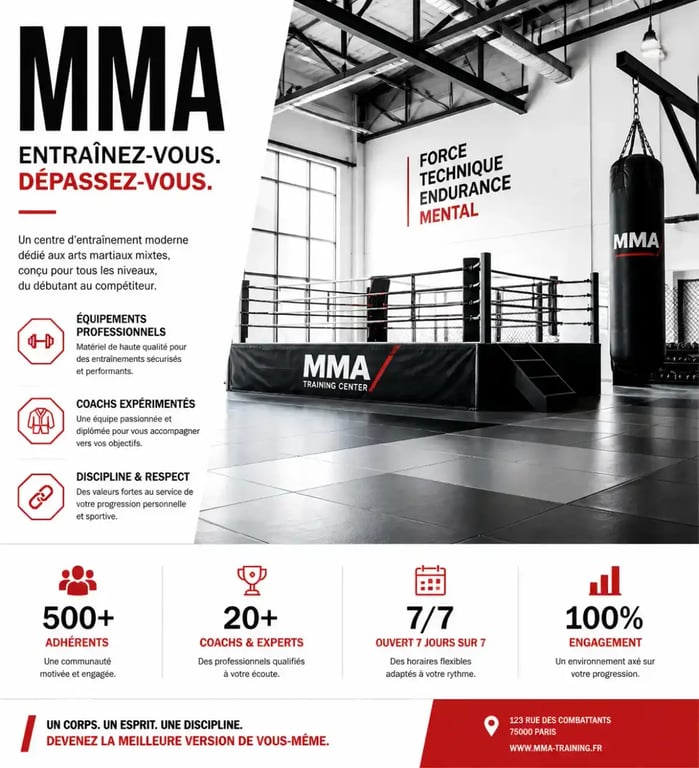 Intérieur d'un club de MMA et boxe Tactical Fight Team à Toulouse