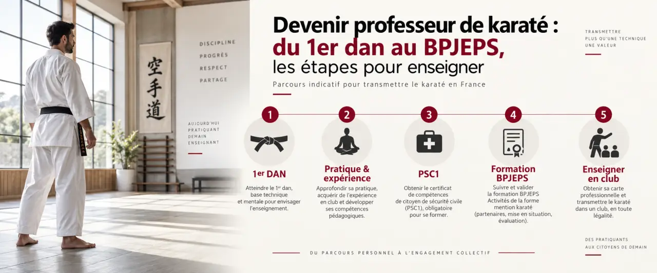 Devenir professeur de karaté : du 1er dan au BPJEPS, les étapes pour enseigner
