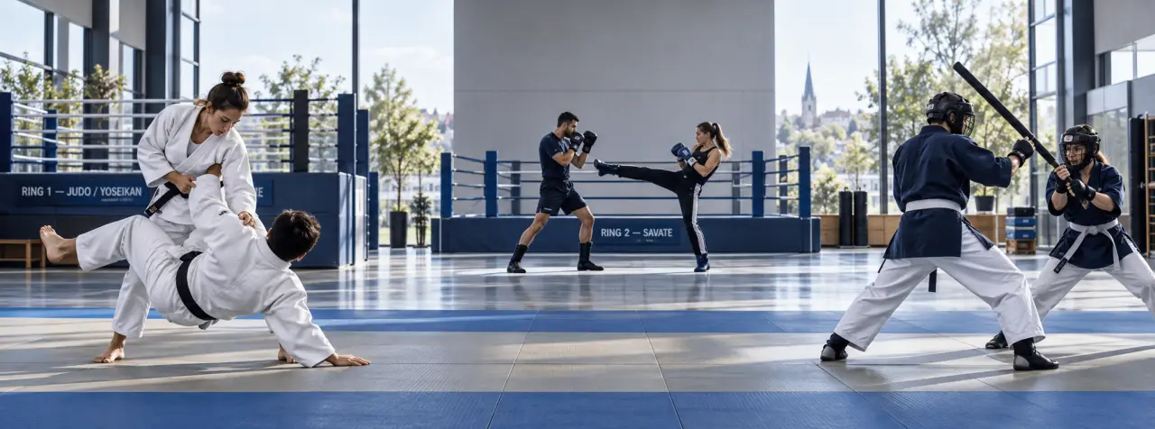 Arts Martiaux Eschau : judo, savate et yoseikan, avec deux rings identifiés
